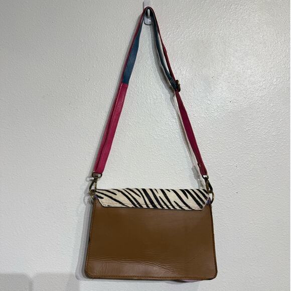 Pink Zebra Leather Crossbody Purse - Picture 10 of 12